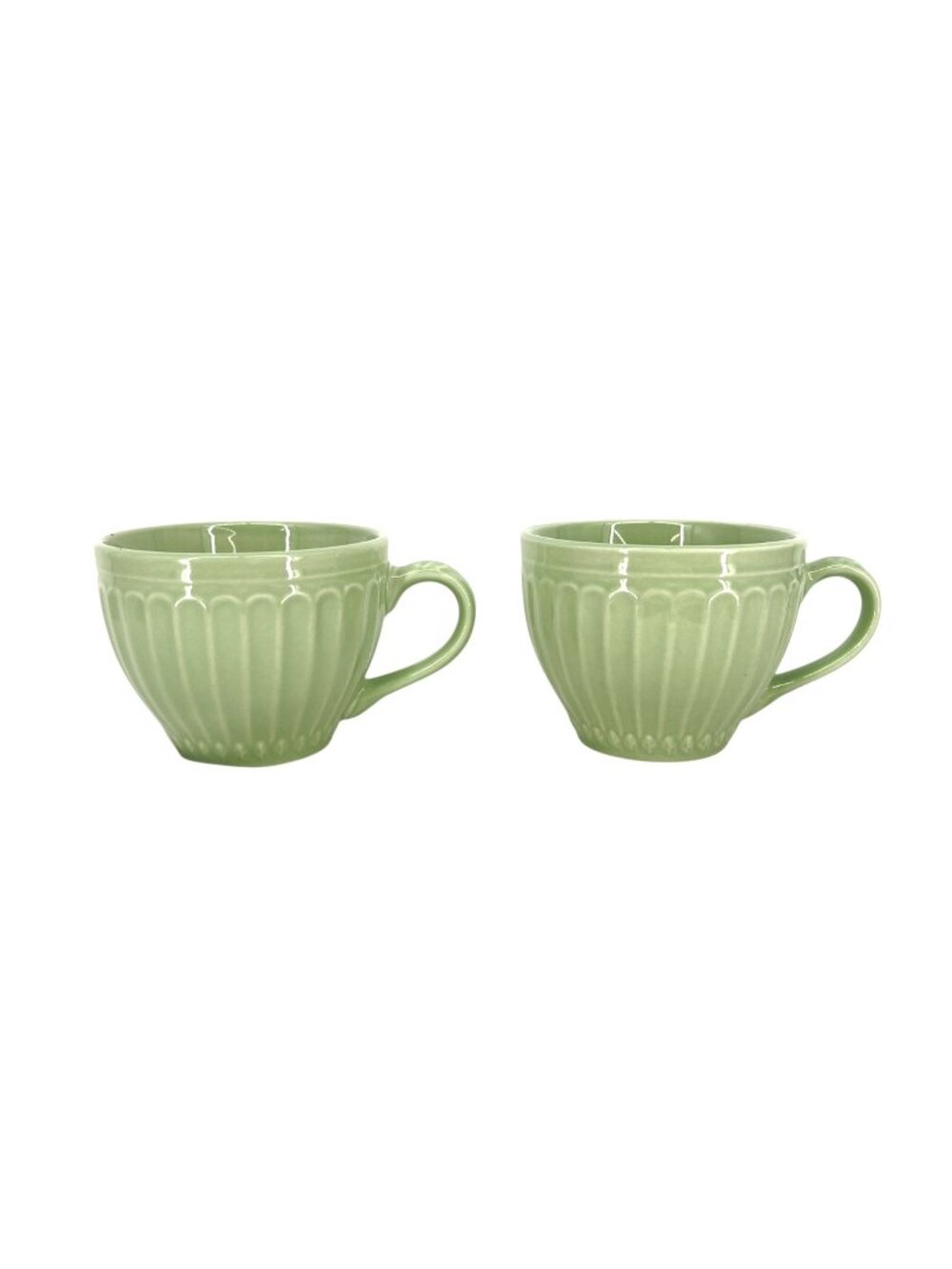 Coventry Sage Green Ceramic Coffee Mugs Vintage Set of Two